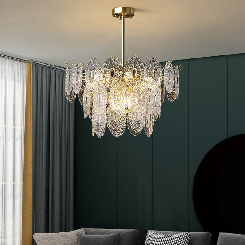 Flared Shade Hanging Light American Style Glass Chandelier Light for Living Room