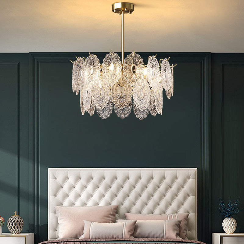 Flared Shade Hanging Light American Style Glass Chandelier Light for Living Room