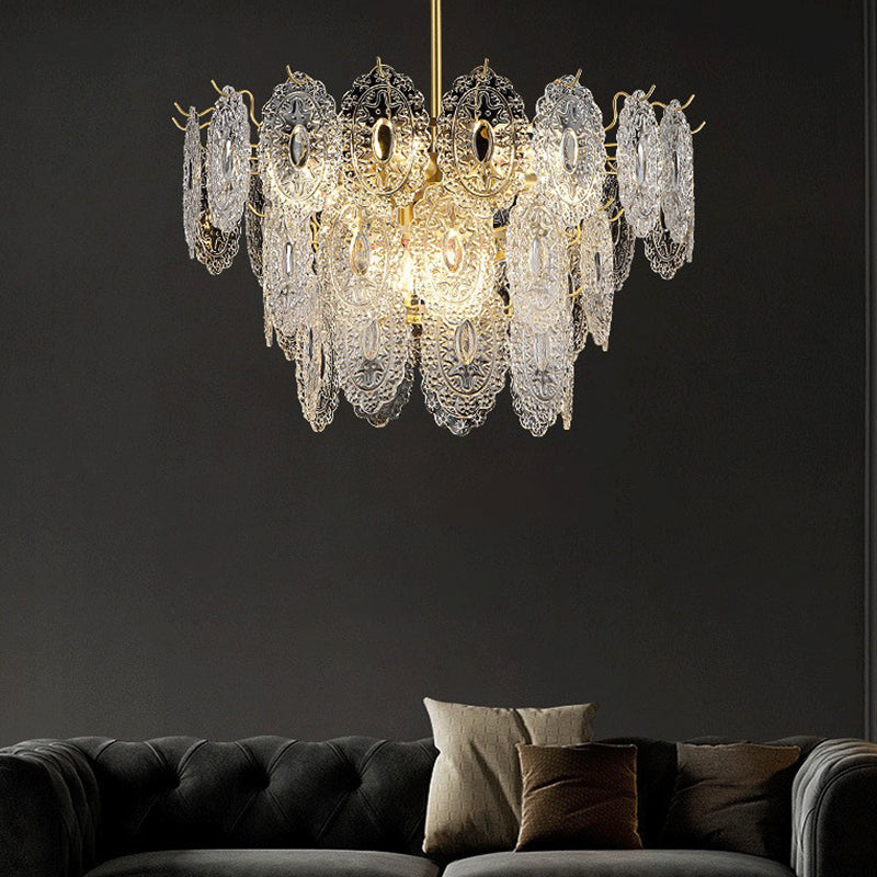 Flared Shade Hanging Light American Style Glass Chandelier Light for Living Room
