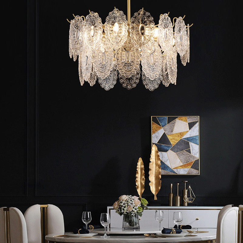 Flared Shade Hanging Light American Style Glass Chandelier Light for Living Room