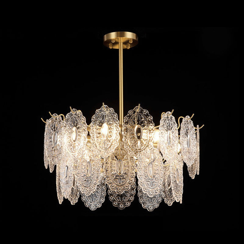 Flared Shade Hanging Light American Style Glass Chandelier Light for Living Room