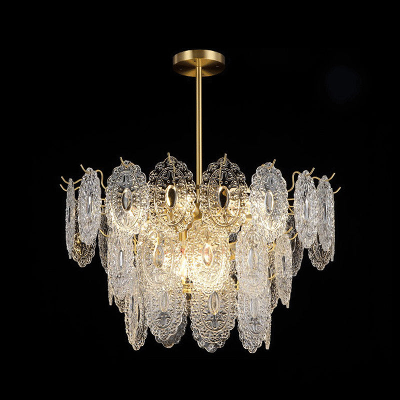 Flared Shade Hanging Light American Style Glass Chandelier Light for Living Room