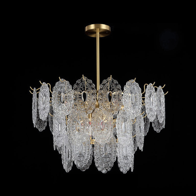 Flared Shade Hanging Light American Style Glass Chandelier Light for Living Room