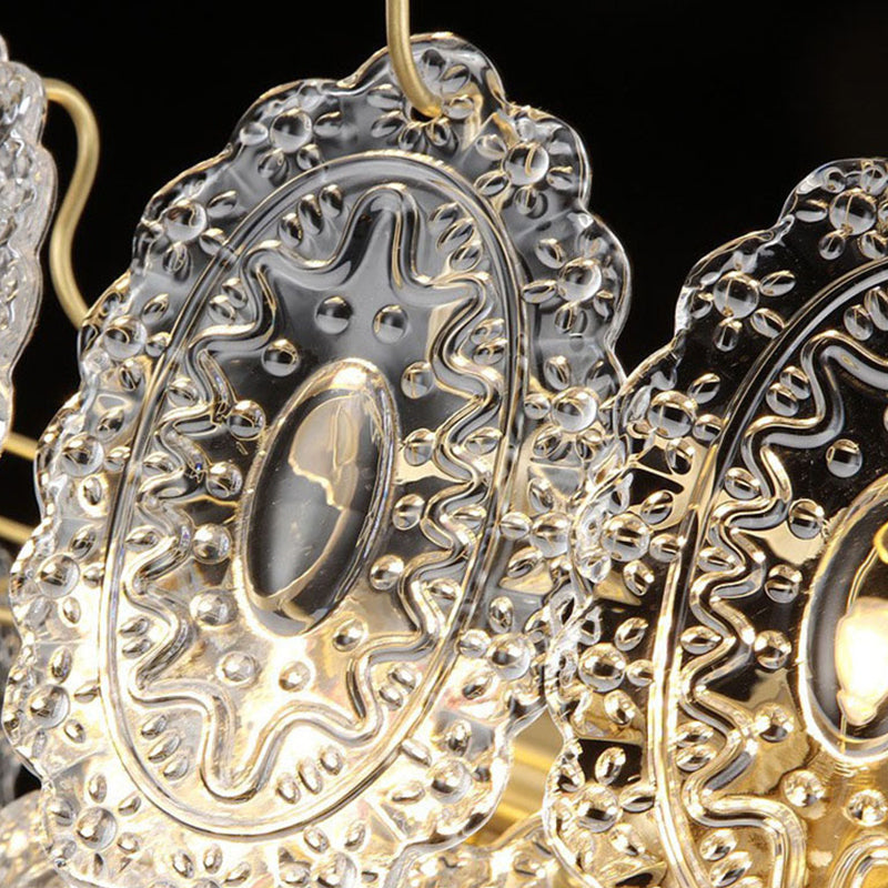 Flared Shade Hanging Light American Style Glass Chandelier Light for Living Room