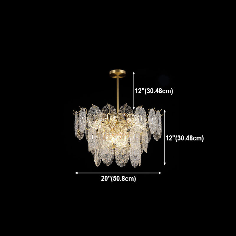Flared Shade Hanging Light American Style Glass Chandelier Light for Living Room