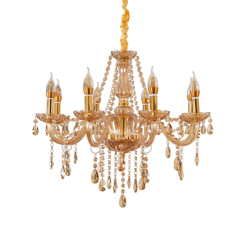 Candlestick Chandelier Light Fixture Victorian Crystal Hanging Chandelier for Living Room