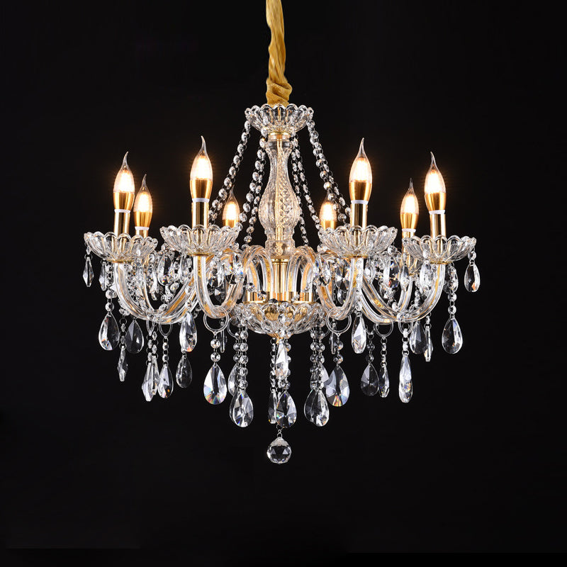 Candlestick Chandelier Light Fixture Victorian Crystal Hanging Chandelier for Living Room