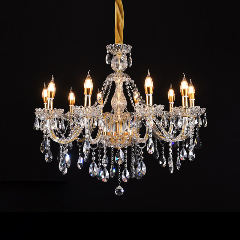 Candlestick Chandelier Light Fixture Victorian Crystal Hanging Chandelier for Living Room