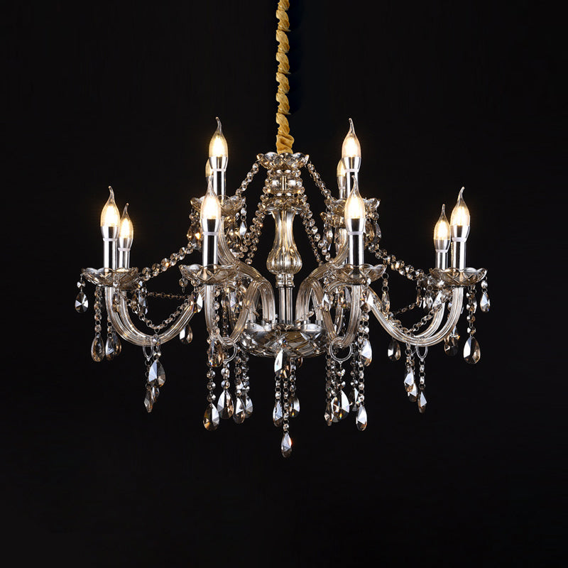 Candlestick Chandelier Light Fixture Victorian Crystal Hanging Chandelier for Living Room
