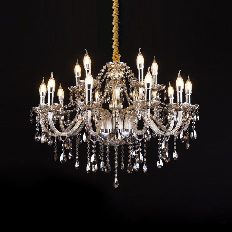 Candlestick Chandelier Light Fixture Victorian Crystal Hanging Chandelier for Living Room