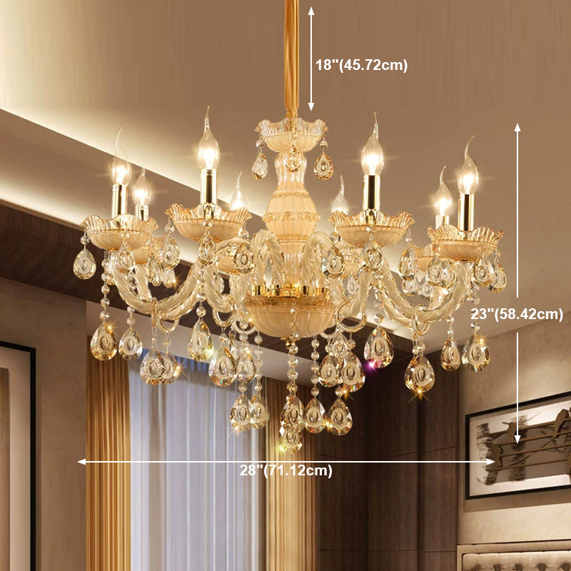 Crystal Hanging Chandelier Candle Shape Chandelier Lighting for Living Room