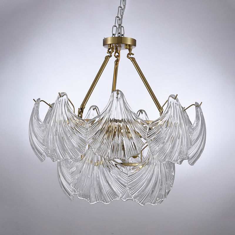 Modern Style Glass Chandelier Shell Shape Hanging Lamp for Bar Restaurant