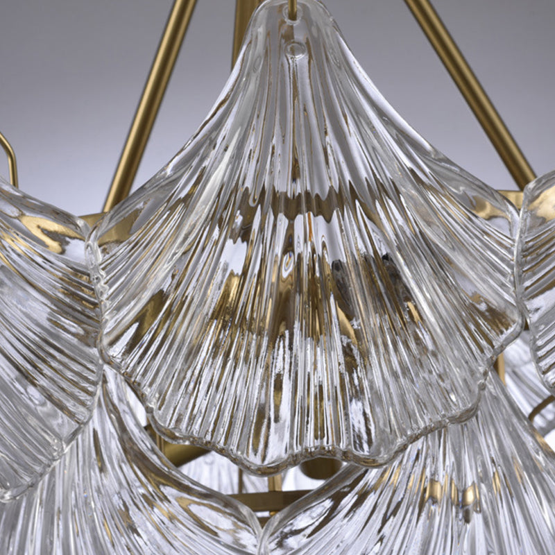 Modern Style Glass Chandelier Shell Shape Hanging Lamp for Bar Restaurant