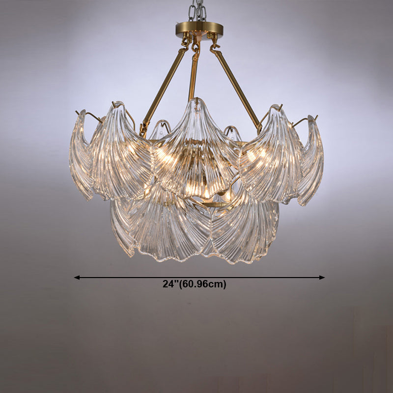 Modern Style Glass Chandelier Shell Shape Hanging Lamp for Bar Restaurant
