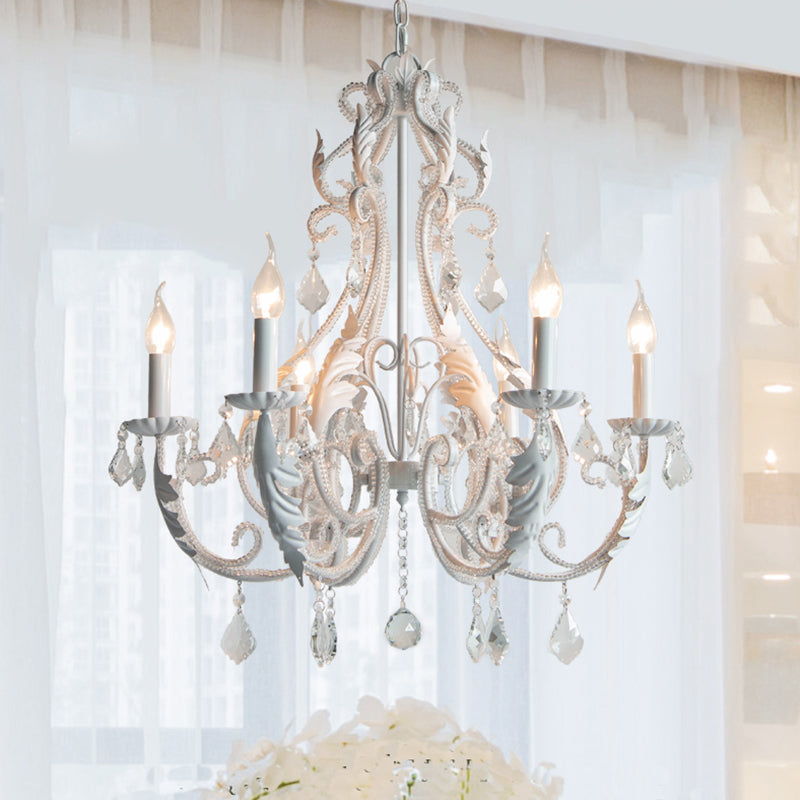 Nordic Style Metal Chandelier Light Candle Crystal Pendant Light for Living Room