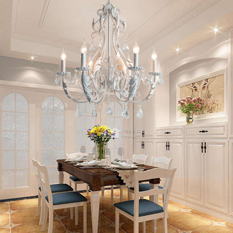 Nordic Style Metal Chandelier Light Candle Crystal Pendant Light for Living Room
