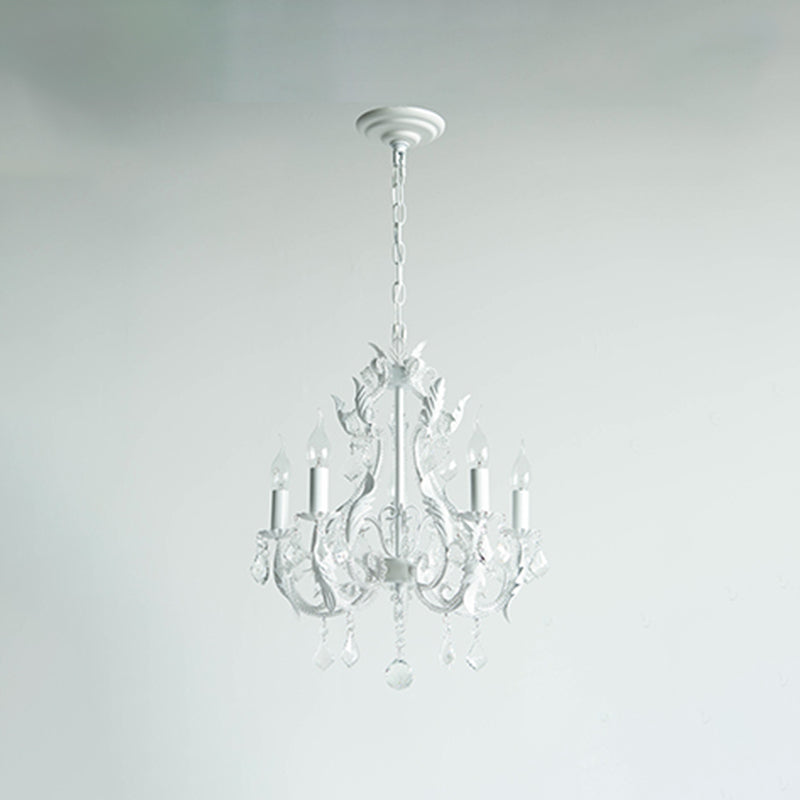 Nordic Style Metal Chandelier Light Candle Crystal Pendant Light for Living Room