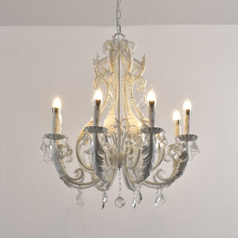 Nordic Style Metal Chandelier Light Candle Crystal Pendant Light for Living Room