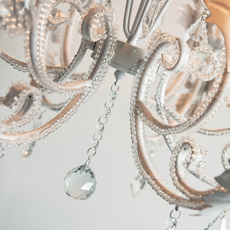 Nordic Style Metal Chandelier Light Candle Crystal Pendant Light for Living Room