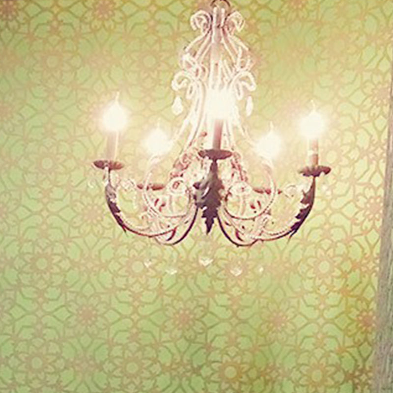 Nordic Style Metal Chandelier Light Candle Crystal Pendant Light for Living Room