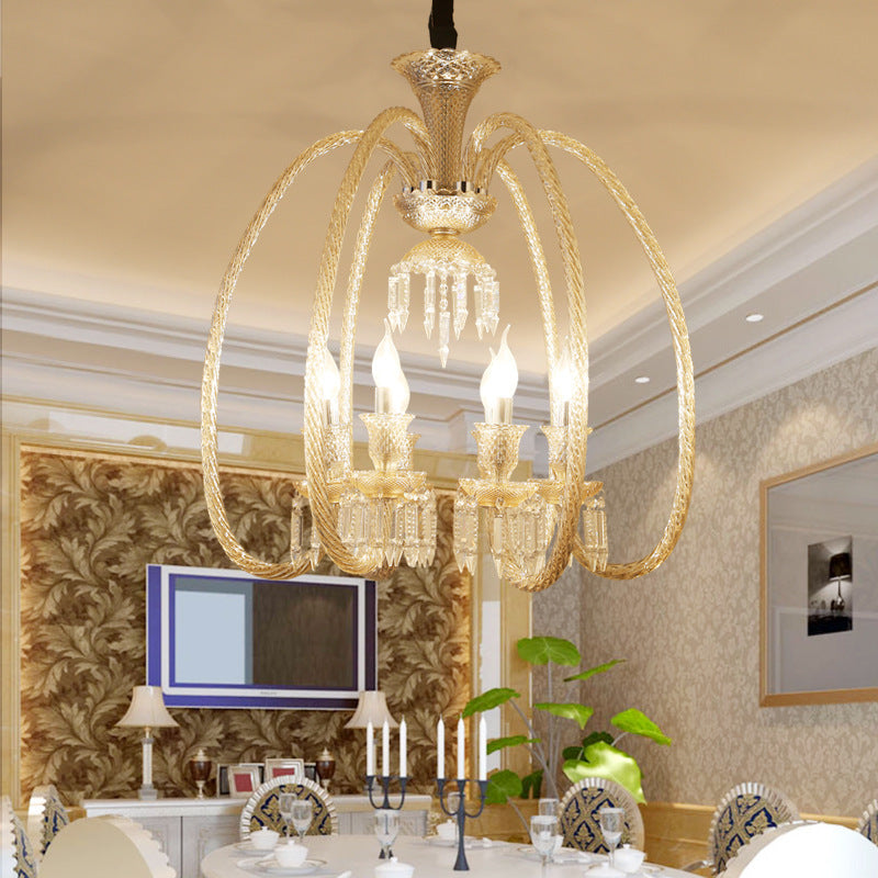 Rustic Style Chandelier Light Fixture Crystal Candlestick Hanging Chandelier