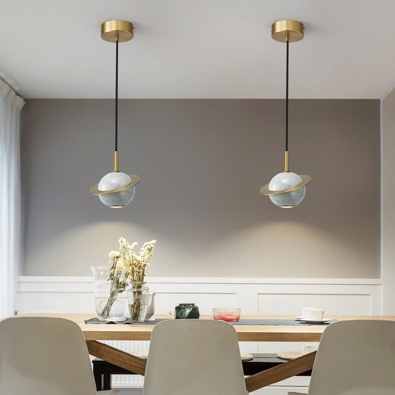 Pendentif en marbre géométrique Postmodern 1-bulbe petite lumière suspendue pour salle à manger