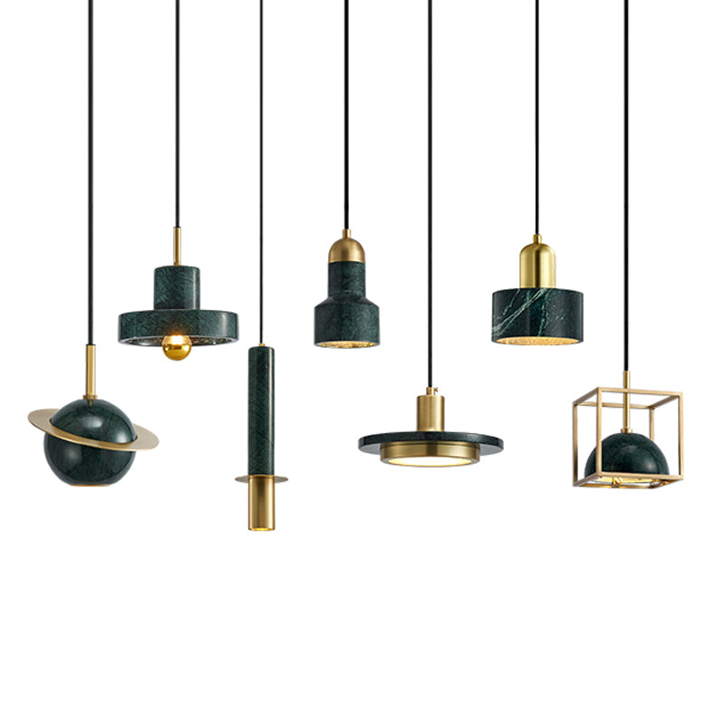 Pendentif en marbre géométrique Postmodern 1-bulbe petite lumière suspendue pour salle à manger