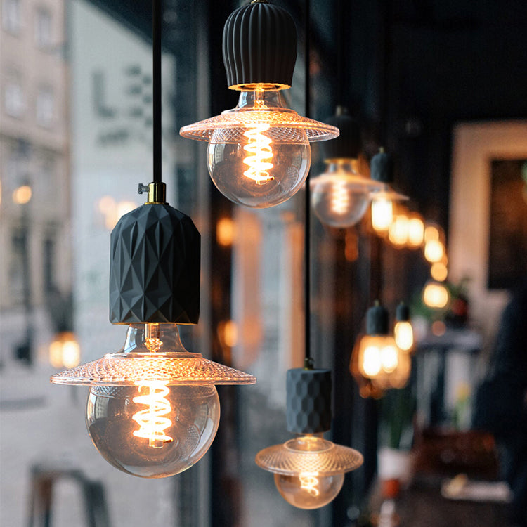 Mini-luminaire pendentif créatif nordique ciment monomoteur de bulbe bleu lumière suspendue pour le café