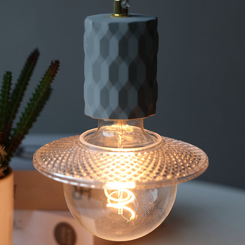 Mini-luminaire pendentif créatif nordique ciment monomoteur de bulbe bleu lumière suspendue pour le café