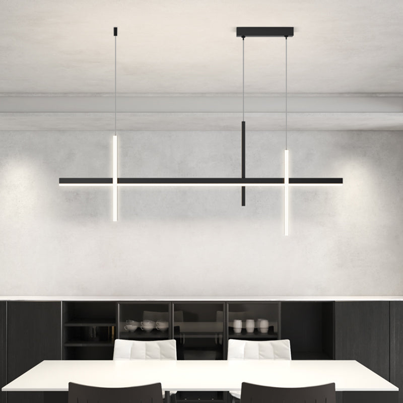 3-Light Linear Island Light Fixture Simplicity Metal Pendant Light for Dining Room