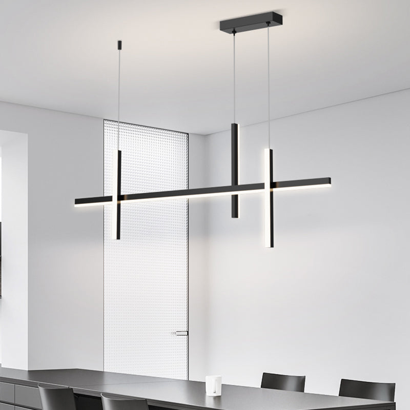 3-Light Linear Island Light Fixture Simplicity Metal Pendant Light for Dining Room