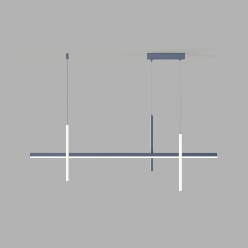 3-Light Linear Island Light Fixture Simplicity Metal Pendant Light for Dining Room