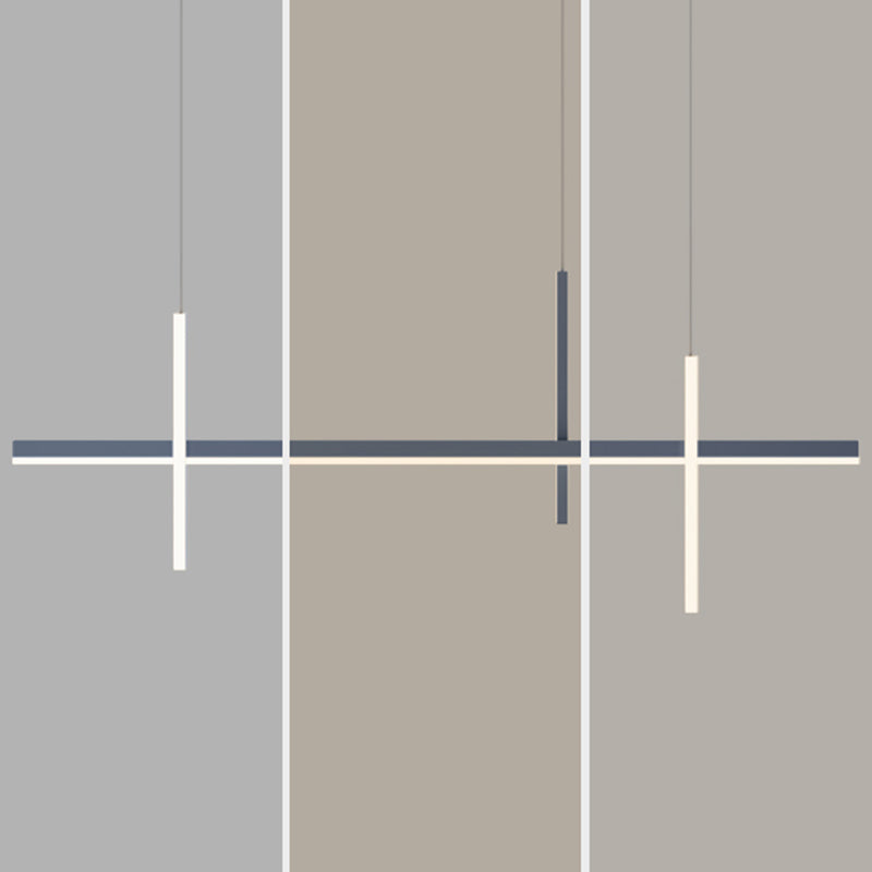 3-Light Linear Island Light Fixture Simplicity Metal Pendant Light for Dining Room