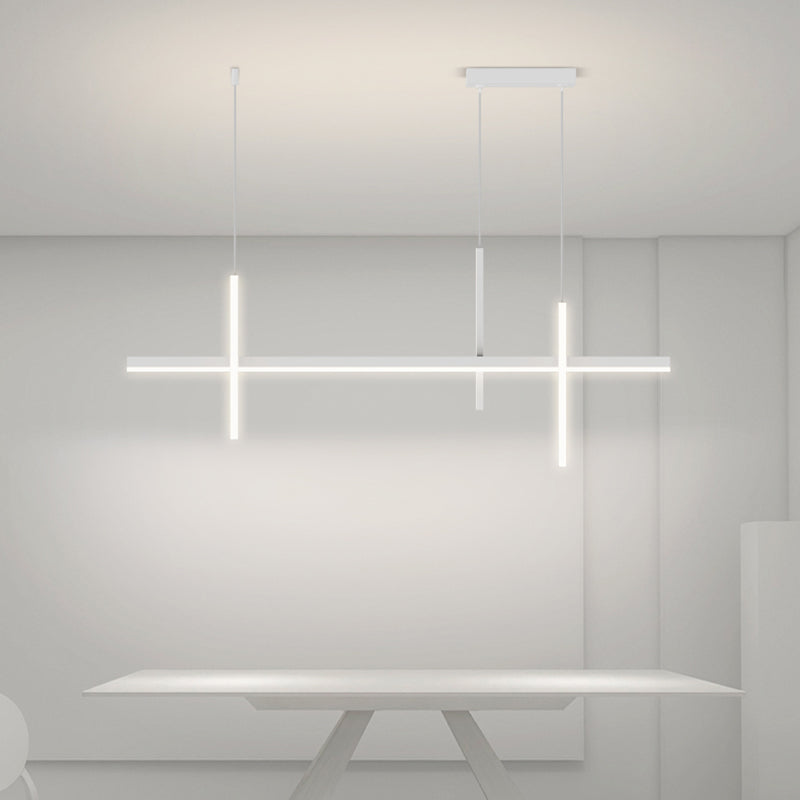 3-Light Linear Island Light Fixture Simplicity Metal Pendant Light for Dining Room