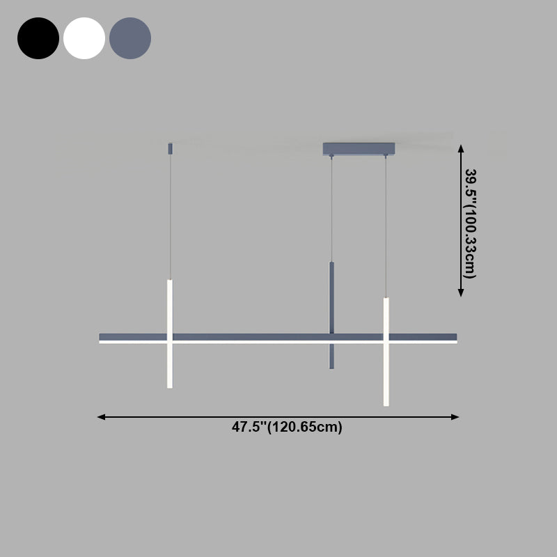 3-Light Linear Island Light Fixture Simplicity Metal Pendant Light for Dining Room