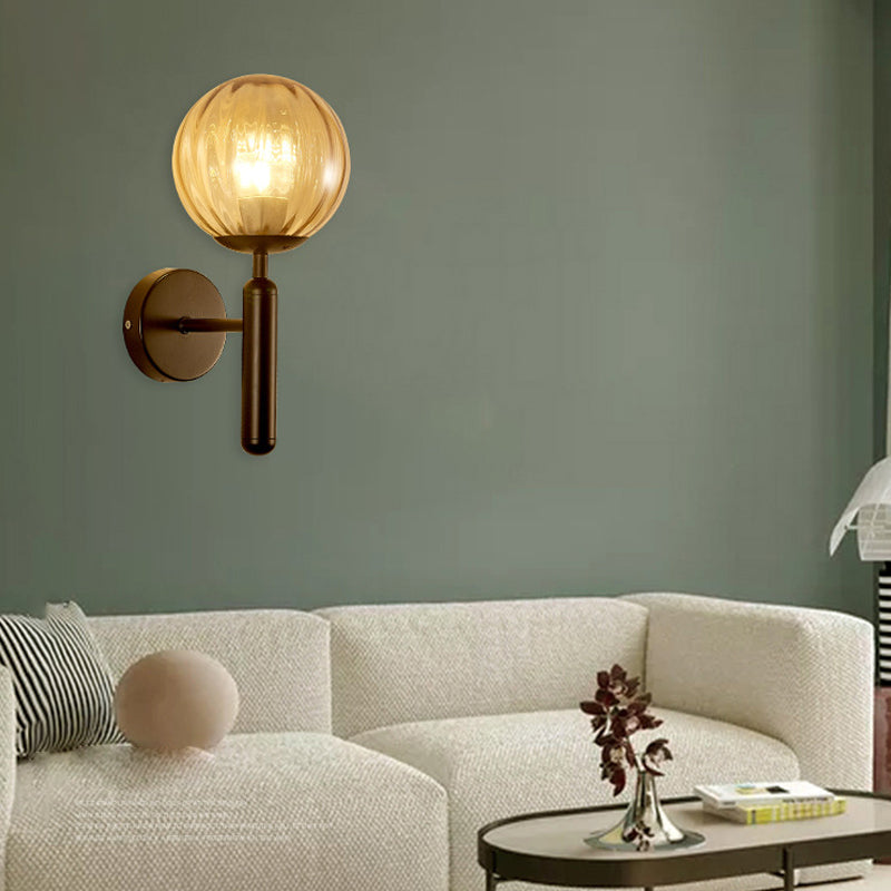 Nordische Wand montieren leichte moderne runde Glasschatten Wandleuchte für Wohnzimmer