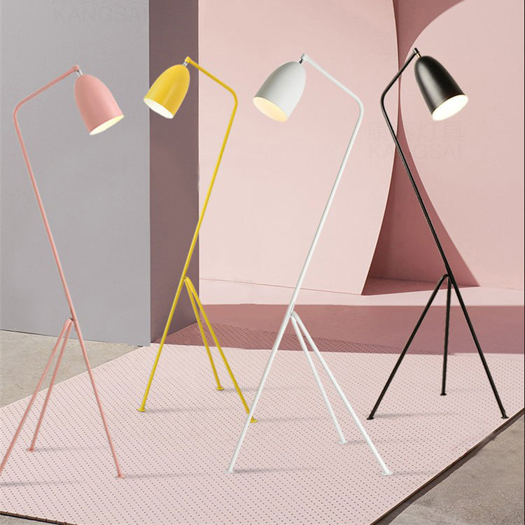 Macaron Tripod Floor Lamp Metal 1-Light Living Room Floor Light with Swivel Shade