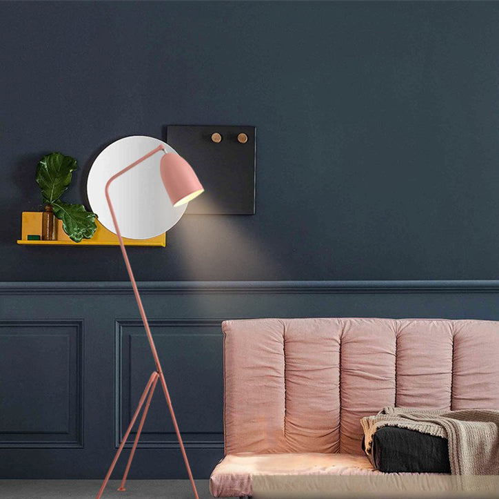 Macaron Tripod Floor Lamp Metal 1-Light Living Room Floor Light with Swivel Shade