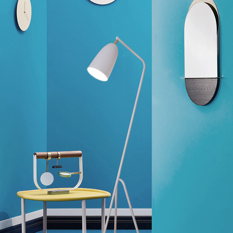 Macaron Tripod Floor Lamp Metal 1-Light Living Room Floor Light with Swivel Shade