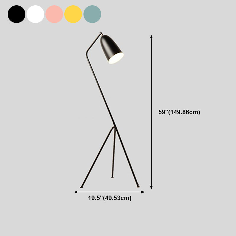 Macaron Tripod Floor Lamp Metal 1-Light Living Room Floor Light with Swivel Shade