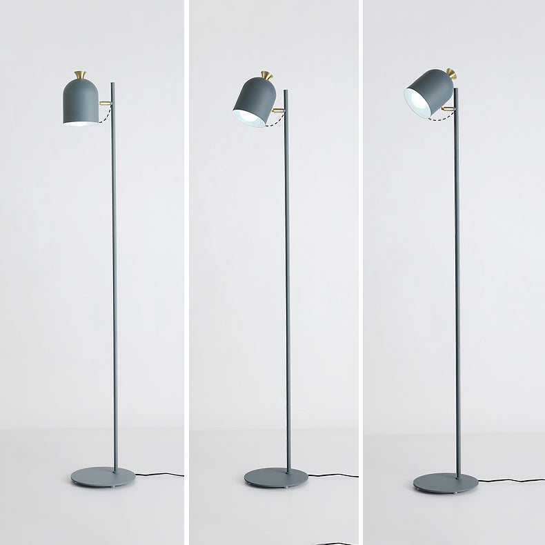 Macaron Cloche Shade Standing Lamp Metal 1 Head Bedroom Floor Light