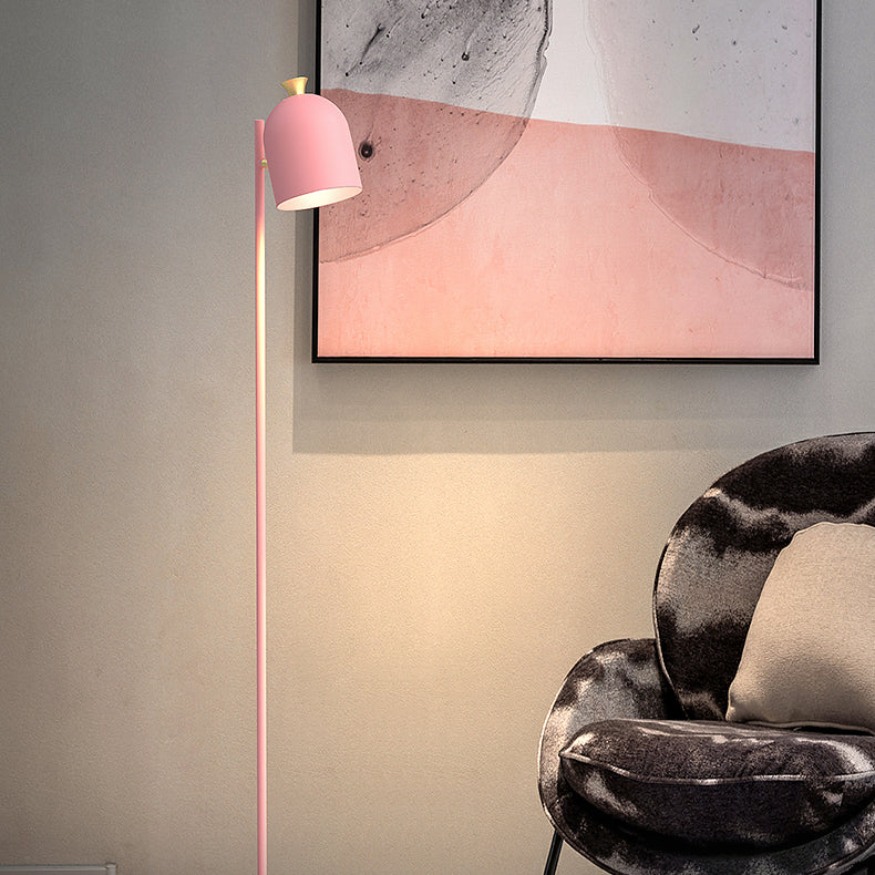 Macaron Cloche Shade Standing Lamp Metal 1 Head Bedroom Floor Light