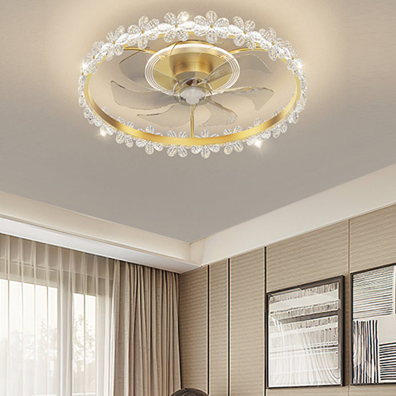 Lampada a ventola a soffitto in metallo in stile semplice con lama a ventola ABS