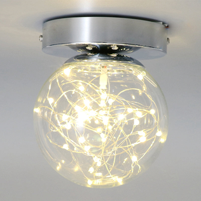 Plafonnier en forme de boule, style moderne et simple, en verre, 1 lumière, montage encastré, pour allée de balcon