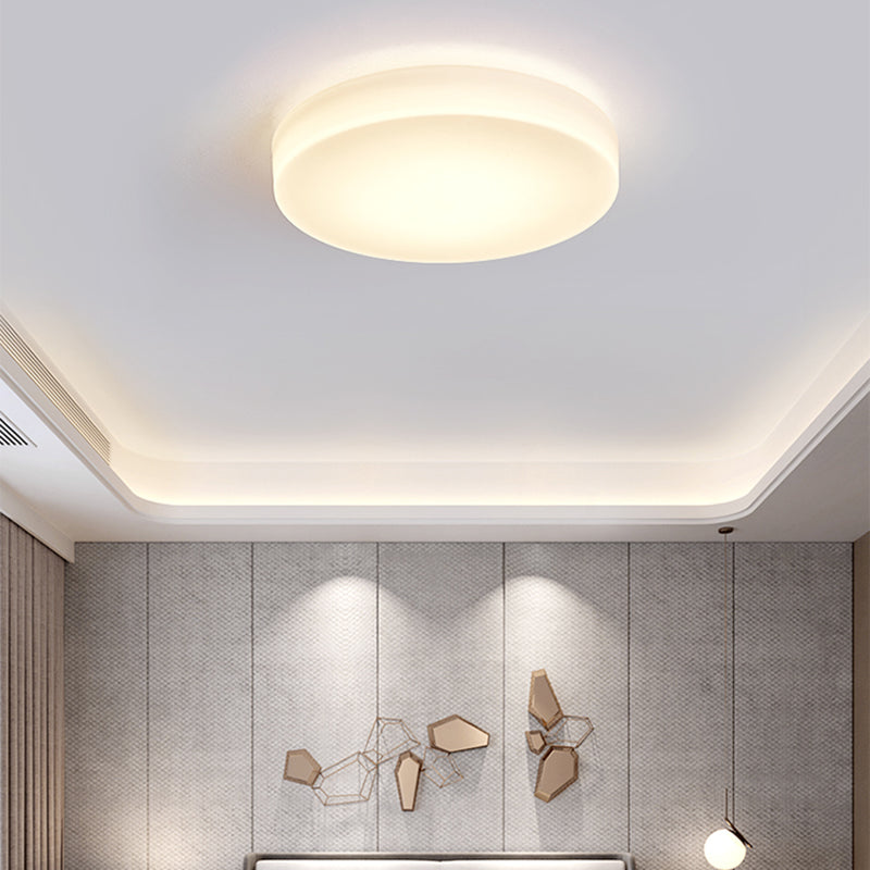 Round Shape Ceiling Lamp Modern Simple Style Iron 1 Light Flush Mount with Glass Lampshade for Aisle