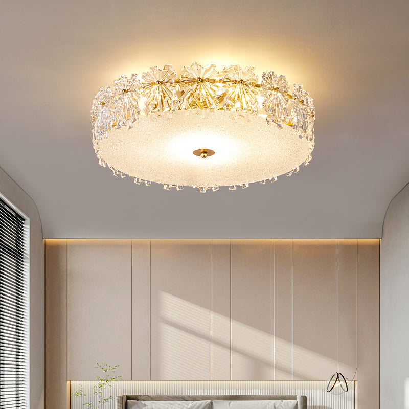 Plafonnier de forme ronde, montage encastré en fer de Style Simple et moderne avec abat-jour en verre pour allée et chambre à coucher