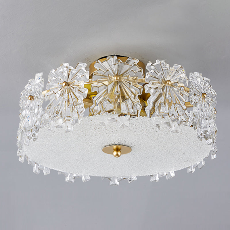 Round Shape Ceiling Lamp Modern Simple Style Iron Flush Mount with Glass Lampshade for Aisle Bedroom