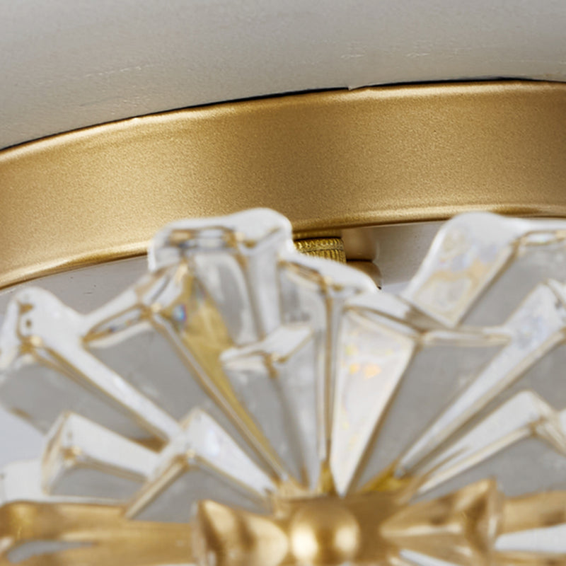 Plafonnier de forme ronde, montage encastré en fer de Style Simple et moderne avec abat-jour en verre pour allée et chambre à coucher