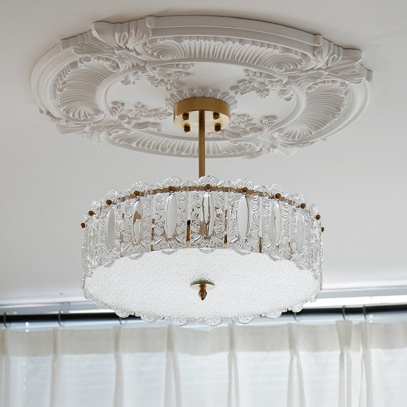 Plafonnier de forme ronde moderne et Simple, montage encastré avec abat-jour en verre pour le salon