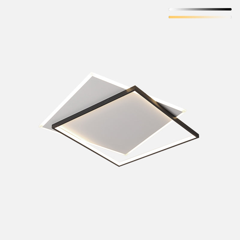 Plafonnier LED noir et blanc de style moderne et concis, plafonnier carré en fer avec abat-jour en acrylique